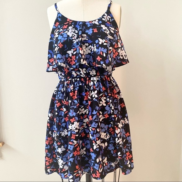 ELLE Dress Black, Blue and Pink Floral Size Small - Picture 1 of 7